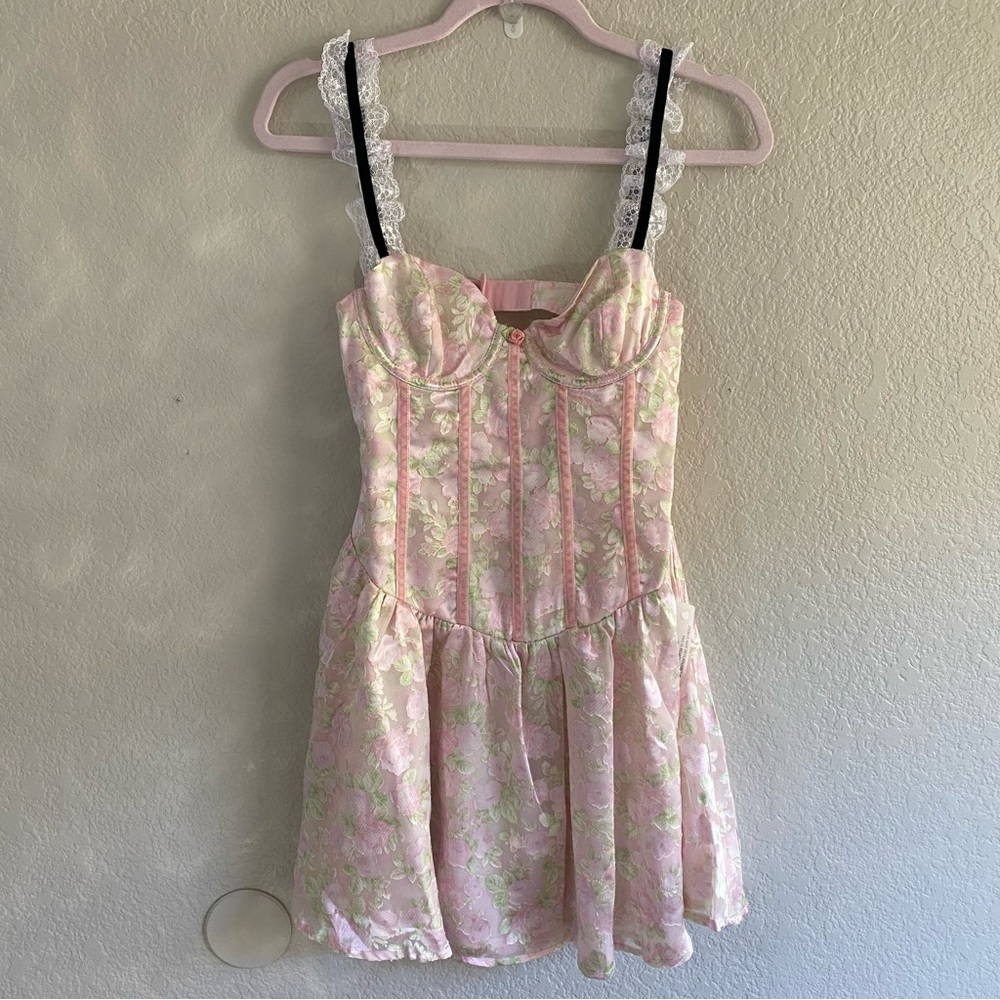 For Love & Lemons Tatiana Floral Corset Mini Dress